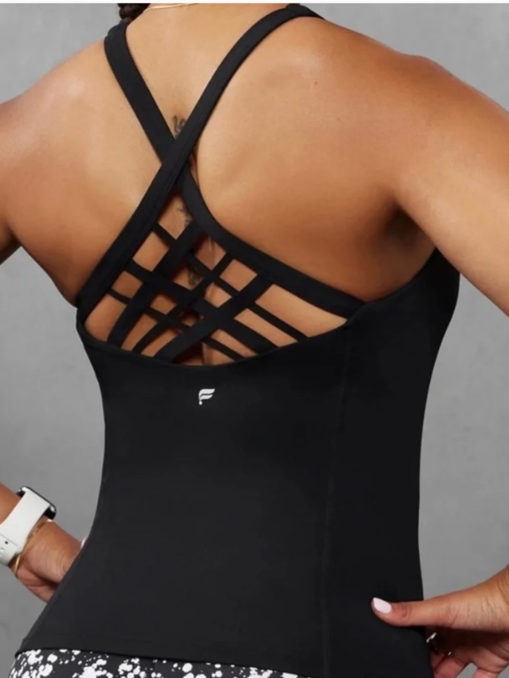 Fabletics Boost TANK w/ Bulit-in BRA Strappy Back BLACK XXS NEW